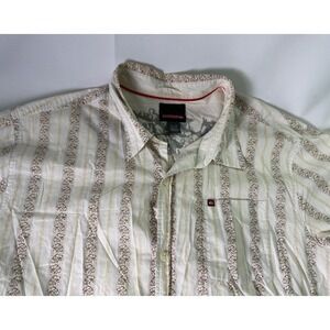 Quiksilver Button Up Shirt Lion Striped Short Sleeve Casual Size‎ XL Mens Surf